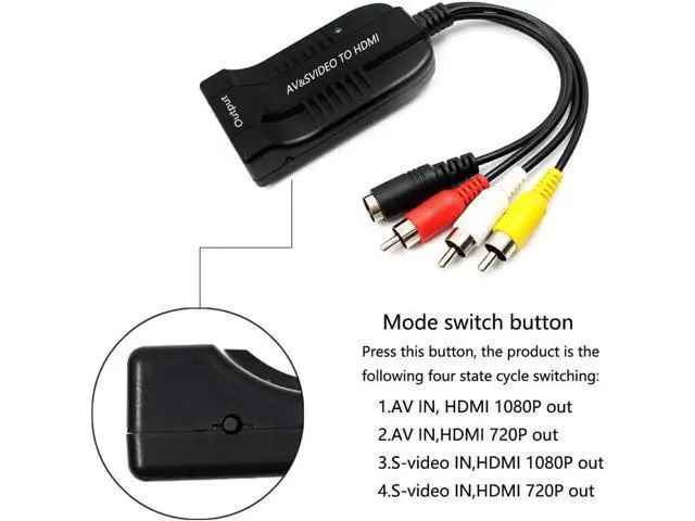 Alt view image 4 of 5 - AV CVBS & S-Video Female to HDMI Converter Adapter with Micro USB Power Cable, Analog to Digital Signal Transmitter for DVD HDTV