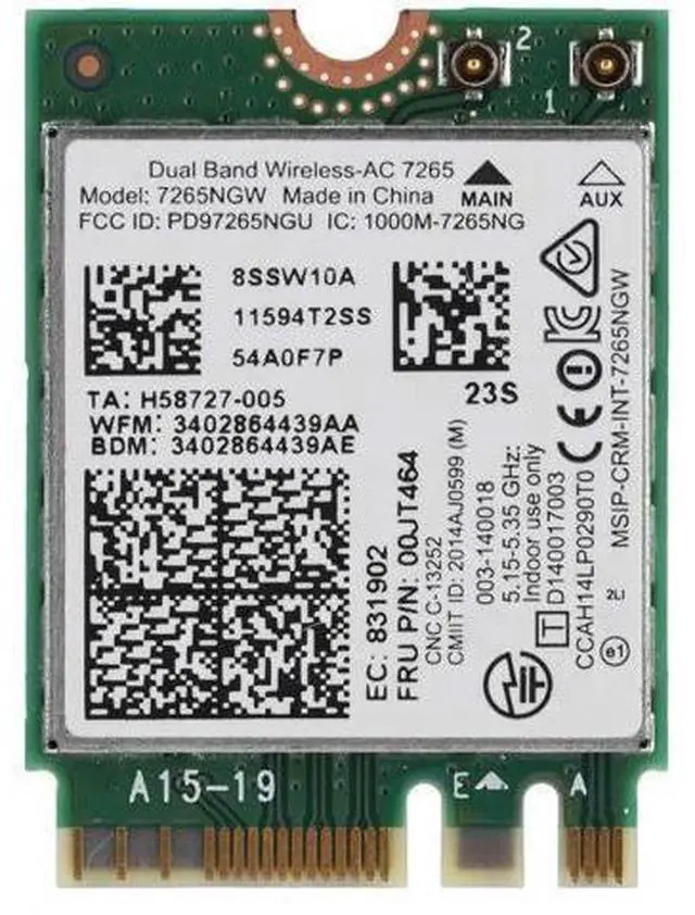 Alt view image 3 of 7 - AC7265 NGFF M.2 WiFi Card, Dual Band 2.4G/5GHz 802.11ac Wireless Network Adapter with Built-in Bluetooth