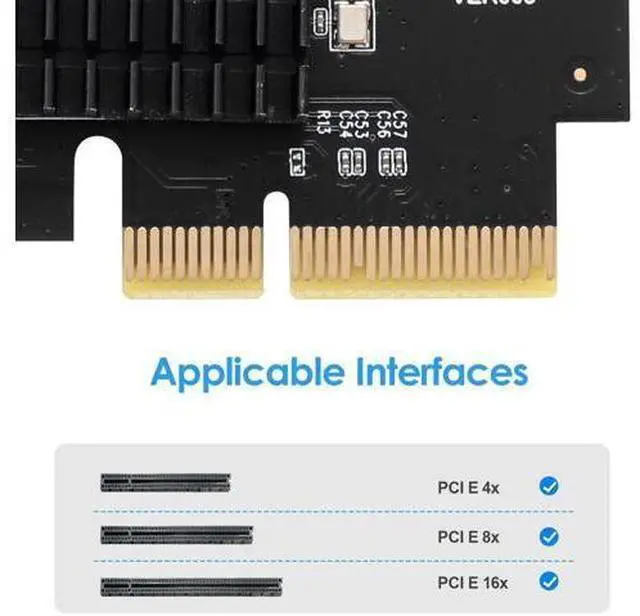 Alt view image 6 of 7 - PCIe 4x to 4 PCIe Slots Riser Multiplier Card, USB3.0 Expansion Adapter for Crypto Bitcoin Mining Rig
