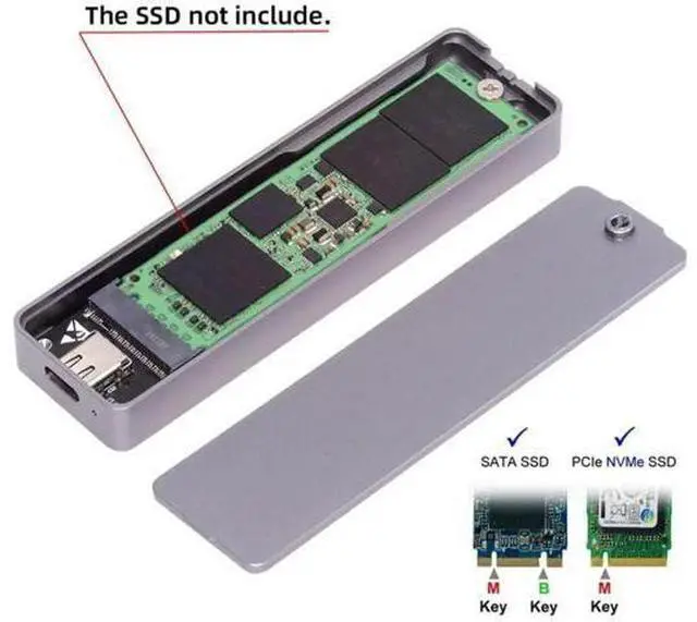 Alt view image 5 of 7 - USB 3.2 Gen 2x2 20Gbps M.2 SSD Enclosure with RTL9220 Chip, Type-C External SSD Reader Supports NVMe & SATA M.2 Drives 2230/2242/2280