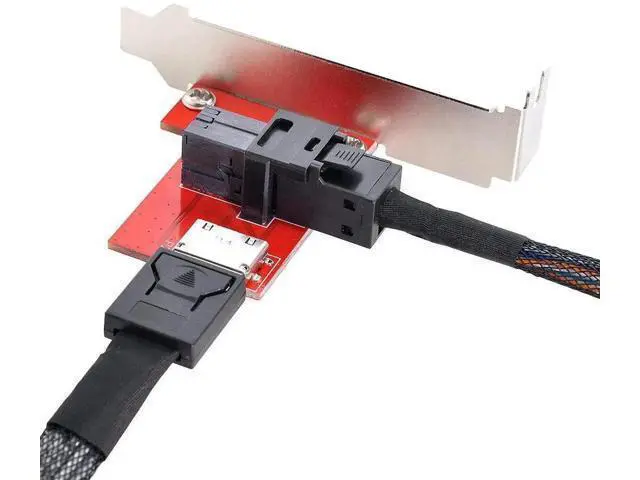 Alt view image 2 of 7 - PCIe 4.0 Mini SAS HD SFF-8643 to OCuLink SFF-8611/SFF-8612 Female PCBA Adapter Card with Full Height Bracket