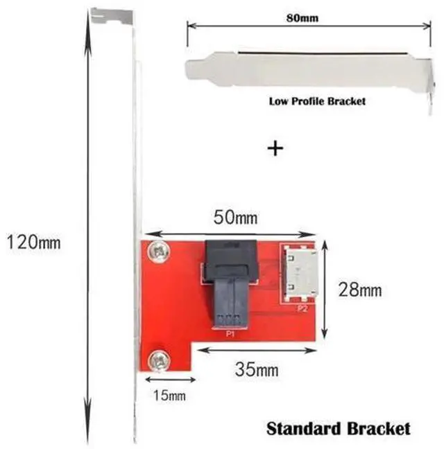 Alt view image 5 of 7 - PCIe 4.0 Mini SAS HD SFF-8643 to OCuLink SFF-8611/SFF-8612 Female PCBA Adapter Card with Full Height Bracket