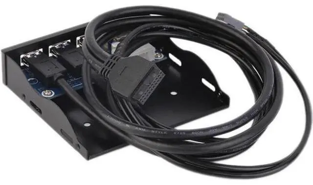 Alt view image 2 of 6 - 3.5 Inch PC Case Front Panel 4-Port USB Hub, 2 USB3.0 + 2 USB2.0 with 2FT Internal Cable for Motherboard USB Header Connection