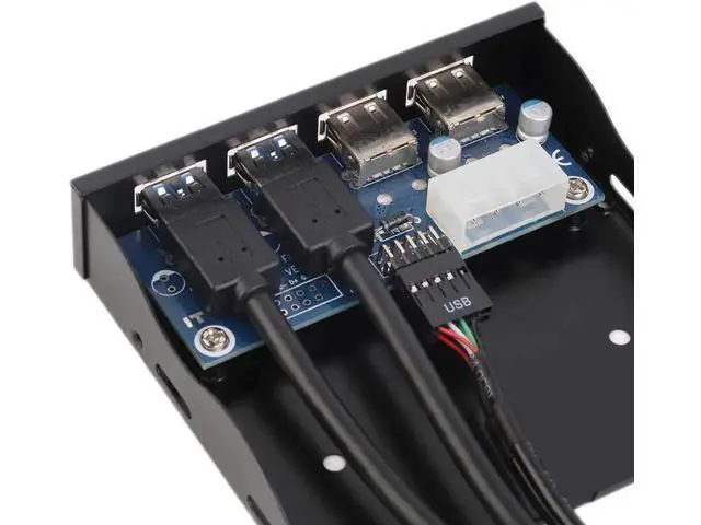 Alt view image 3 of 6 - 3.5 Inch PC Case Front Panel 4-Port USB Hub, 2 USB3.0 + 2 USB2.0 with 2FT Internal Cable for Motherboard USB Header Connection