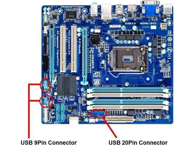 Alt view image 5 of 6 - 3.5 Inch PC Case Front Panel 4-Port USB Hub, 2 USB3.0 + 2 USB2.0 with 2FT Internal Cable for Motherboard USB Header Connection