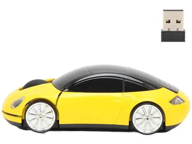 Alt view image 2 of 7 - 2.4GHz Wireless 3D Sport Car Shape Optical Gaming Mouse with USB Receiver, Cute Car Design Wireless Mice for PC Laptop Desktop, Yellow