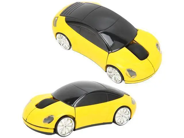 Alt view image 3 of 7 - 2.4GHz Wireless 3D Sport Car Shape Optical Gaming Mouse with USB Receiver, Cute Car Design Wireless Mice for PC Laptop Desktop, Yellow