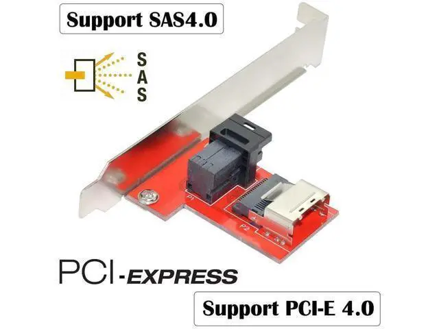 Alt view image 2 of 7 - PCIe 4.0 Mini SAS SFF-8087 to SFF-8643 HD SAS PCBA Adapter Card with PCI Mount Bracket
