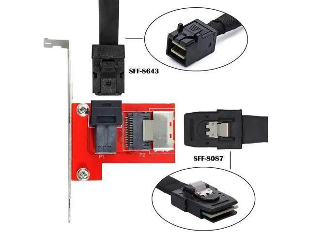 Alt view image 3 of 7 - PCIe 4.0 Mini SAS SFF-8087 to SFF-8643 HD SAS PCBA Adapter Card with PCI Mount Bracket
