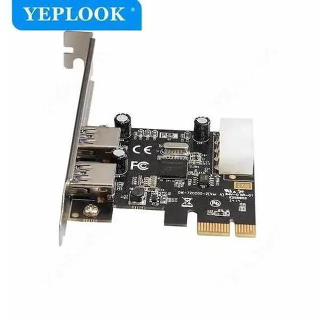 Alt view image 3 of 6 - PCIe 1X to 2-Port USB3.0 Expansion Card with IDE 4Pin Power Port, 5Gbps High Speed PCI Express Riser Adapter Built-in NEC720200 Controller Chip