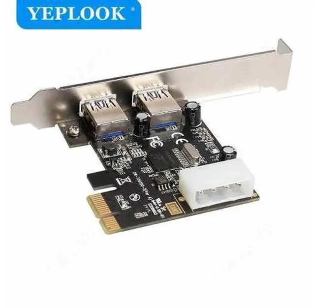 Alt view image 4 of 6 - PCIe 1X to 2-Port USB3.0 Expansion Card with IDE 4Pin Power Port, 5Gbps High Speed PCI Express Riser Adapter Built-in NEC720200 Controller Chip