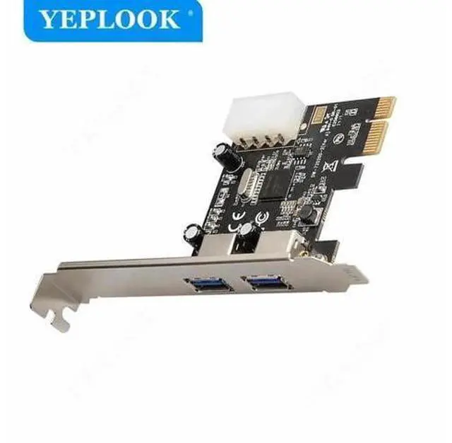 Alt view image 6 of 6 - PCIe 1X to 2-Port USB3.0 Expansion Card with IDE 4Pin Power Port, 5Gbps High Speed PCI Express Riser Adapter Built-in NEC720200 Controller Chip