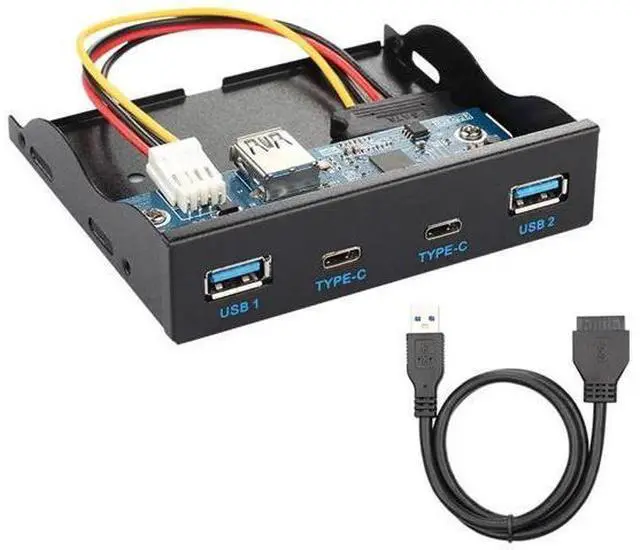 Main image of 4-Port USB-C & USB 3.0 Hub Cable, Front Panel 20Pin to Motherboard Connector for 3.5" Floppy Bay