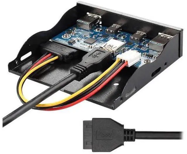 Alt view image 2 of 7 - 4-Port USB-C & USB 3.0 Hub Cable, Front Panel 20Pin to Motherboard Connector for 3.5" Floppy Bay