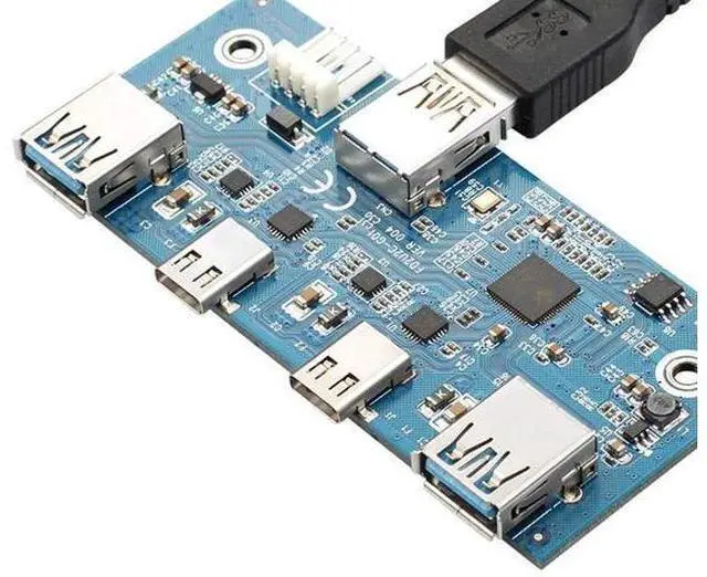 Alt view image 5 of 7 - 4-Port USB-C & USB 3.0 Hub Cable, Front Panel 20Pin to Motherboard Connector for 3.5" Floppy Bay