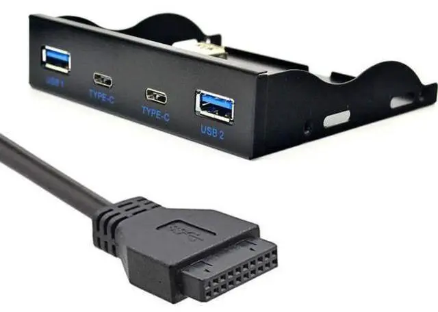 Alt view image 7 of 7 - 4-Port USB-C & USB 3.0 Hub Cable, Front Panel 20Pin to Motherboard Connector for 3.5" Floppy Bay