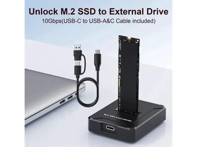 Alt view image 2 of 7 - USB-C M.2 SSD Enclosure, Supports NVMe M-Key & SATA B+M-Key, Fits 2230/2242/2260/2280/22110
