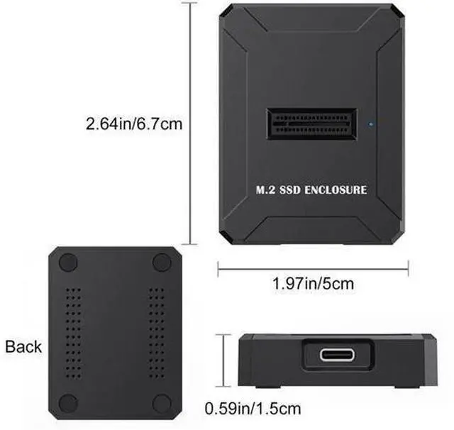 Alt view image 7 of 7 - USB-C M.2 SSD Enclosure, Supports NVMe M-Key & SATA B+M-Key, Fits 2230/2242/2260/2280/22110