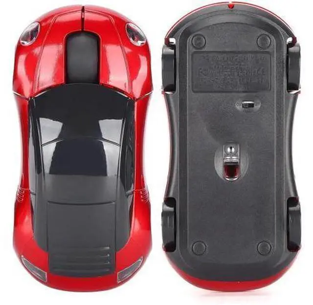 Alt view image 5 of 7 - 2.4G Wireless Cute Car Shape Optical Mouse with USB Receiver, 1600DPI LED Light Wireless Mice for PC Laptop Tablet, Red