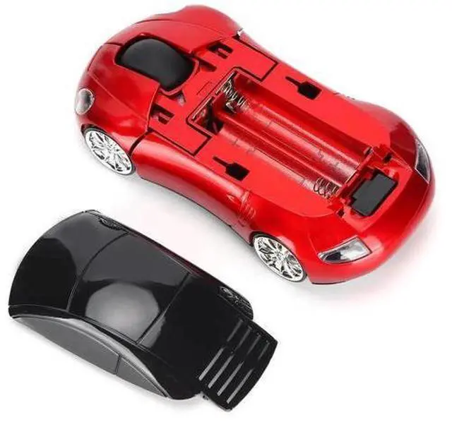 Alt view image 6 of 7 - 2.4G Wireless Cute Car Shape Optical Mouse with USB Receiver, 1600DPI LED Light Wireless Mice for PC Laptop Tablet, Red