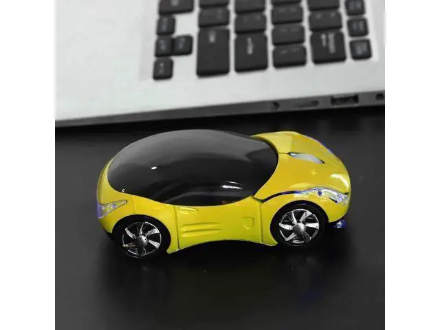 Alt view image 5 of 7 - 2.4G Wireless Cute Car Shape Optical Mouse with USB Receiver, 1600DPI Portable Mini Car Mice Compatible with Windows XP/7/ME/2000 & Mac OS, Yellow