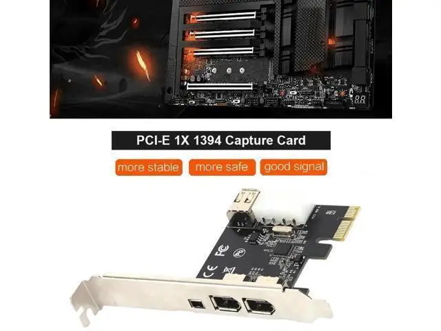 Alt view image 2 of 4 - PCI-E 1X to 16X 1394 Firewire Video Capture Card, 3-Port DV Capture Card with 6Pin to 4Pin Cable, Driver-Free for Desktop PC