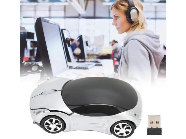 Alt view image 3 of 7 - 2.4GHz Wireless Cool Sport Car Shape Optical Mouse, Mini Sports Car Gaming Mice Compatible with Win98 Win7 Linux PC Laptop Computer, Silver