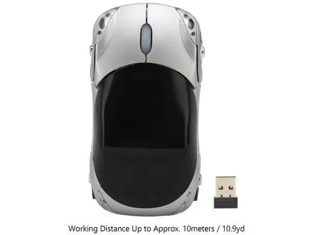 Alt view image 4 of 7 - 2.4GHz Wireless Cool Sport Car Shape Optical Mouse, Mini Sports Car Gaming Mice Compatible with Win98 Win7 Linux PC Laptop Computer, Silver