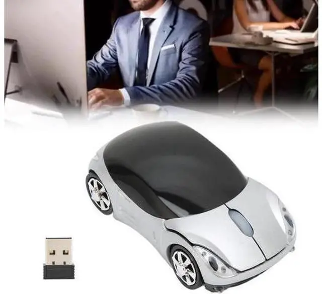 Alt view image 6 of 7 - 2.4GHz Wireless Cool Sport Car Shape Optical Mouse, Mini Sports Car Gaming Mice Compatible with Win98 Win7 Linux PC Laptop Computer, Silver