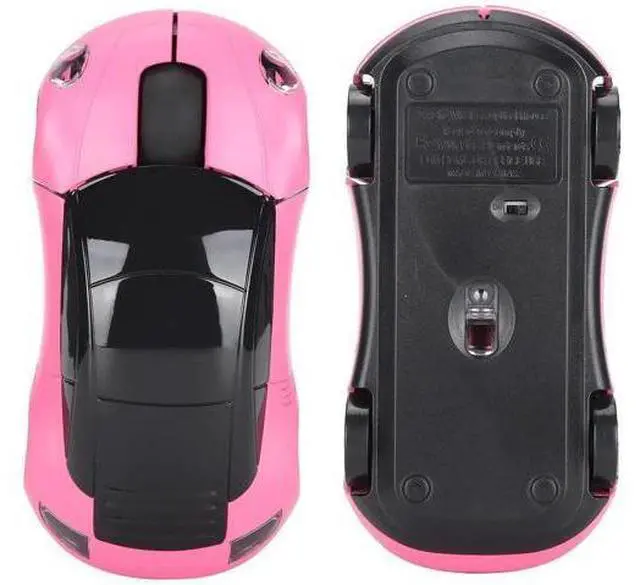 Alt view image 5 of 7 - 2.4GHz Wireless 3D Sport Car Shape Gaming Mouse with USB Receiver, Cute Stylish Car Wireless Mice for PC Laptop Desktop, Pink