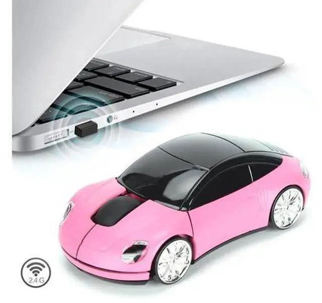Alt view image 7 of 7 - 2.4GHz Wireless 3D Sport Car Shape Gaming Mouse with USB Receiver, Cute Stylish Car Wireless Mice for PC Laptop Desktop, Pink