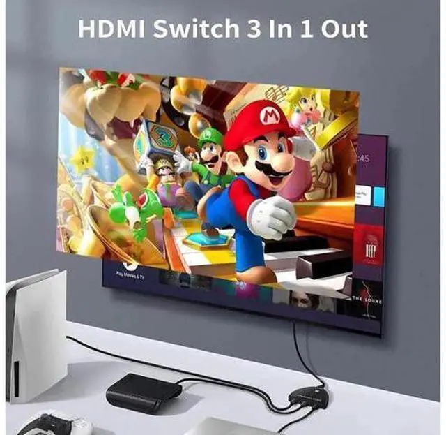 Alt view image 4 of 7 - 3 in 1 Out HDMI 2.1 8K Switch with Built-In Pigtail Cable, 3-Port HDMI Selector Hub Supports 8K@60Hz, HDR, 3D, HDCP2.3, Compatible with PS5/PS4/PS3, HDTV, Blu-Ray Player, Fire Stick, Model OZ8Q3-1