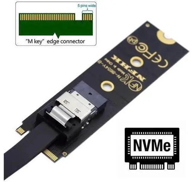 Alt view image 2 of 7 - 40cm NGFF M-Key NVMe Male to Female Extension Cable with SFF-8654 Connector, Compatible with Motherboard 2280/22110 NVMe SSD