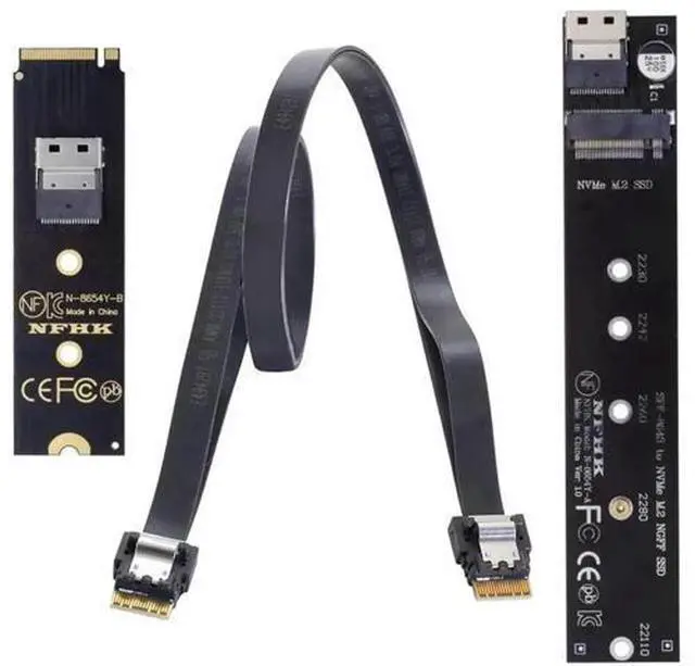 Alt view image 5 of 7 - 40cm NGFF M-Key NVMe Male to Female Extension Cable with SFF-8654 Connector, Compatible with Motherboard 2280/22110 NVMe SSD