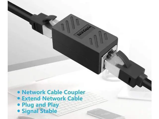 Alt view image 2 of 3 - 10 Pack Black Inline RJ45 Female to Female Ethernet Coupler, Cat7/Cat6/Cat5e Universal 8P8C LAN Cable Extension Connector Adapter
