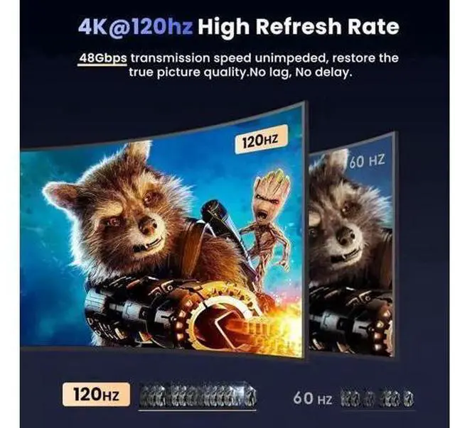 Alt view image 7 of 7 - HDMI 2.1 1 in 4 Out Splitter 8K@60Hz 4K@120Hz 48Gbps Mirror Duplicate Splitter HDCP 2.3 RGB 4:4:4 Active Powered Splitter for Gaming Monitors TV Projector