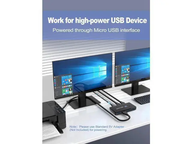 Alt view image 2 of 6 - 2-In-4 Out USB 3.0 KM Switch, 2 PCs Share 4 USB 3.0 Ports, with 2 USB Cables for Mouse Keyboard Printer Scanner, Compatible with Mac Windows Linux