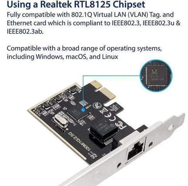 Alt view image 2 of 6 - 2.5G PCIe Network Card 10/100/1000/2500 Mbps RJ45 LAN Adapter SI-PEX24059