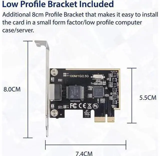 Alt view image 5 of 6 - 2.5G PCIe Network Card 10/100/1000/2500 Mbps RJ45 LAN Adapter SI-PEX24059