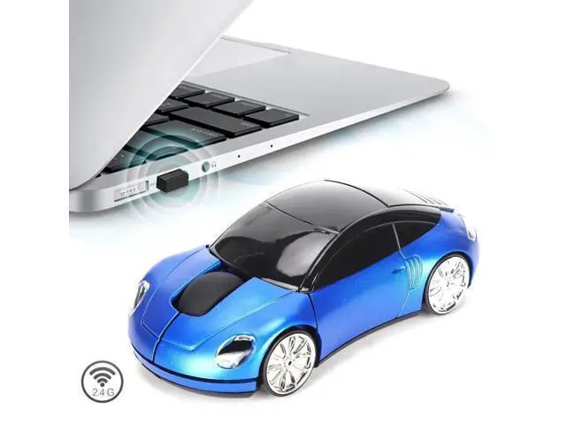 Alt view image 4 of 7 - 2.4G Wireless Cute Car Shape Optical Mouse with USB Receiver, 1600DPI LED Light Wireless Mice for PC Laptop Tablet, Blue