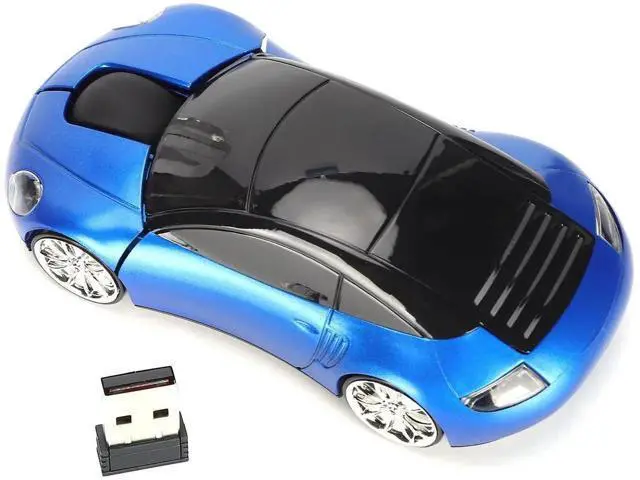 Alt view image 5 of 7 - 2.4G Wireless Cute Car Shape Optical Mouse with USB Receiver, 1600DPI LED Light Wireless Mice for PC Laptop Tablet, Blue