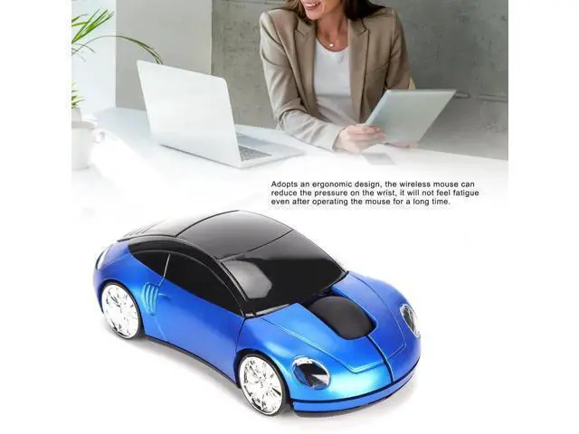 Alt view image 7 of 7 - 2.4G Wireless Cute Car Shape Optical Mouse with USB Receiver, 1600DPI LED Light Wireless Mice for PC Laptop Tablet, Blue