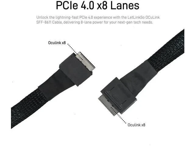 Alt view image 3 of 7 - PCIe 4.0 Oculink Cable SFF-8611 to SFF-8611 8i Server Internal Data Cable, 50CM / 1.6FT