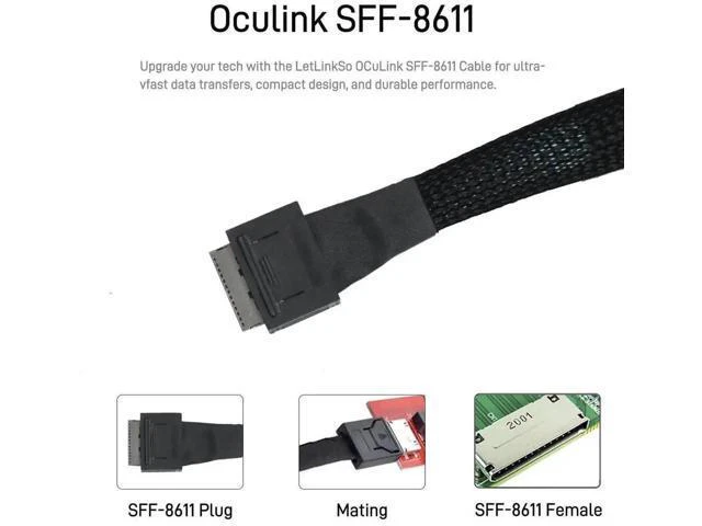 Alt view image 4 of 7 - PCIe 4.0 Oculink Cable SFF-8611 to SFF-8611 8i Server Internal Data Cable, 50CM / 1.6FT