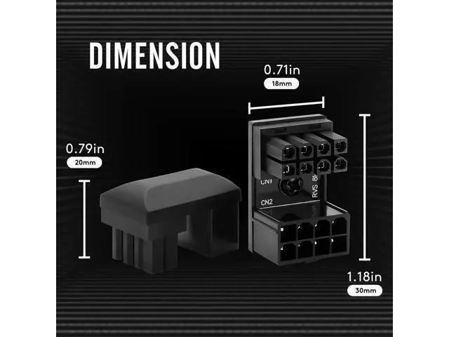 Alt view image 4 of 5 - 3 Pack 180 Degree U-Turn PCIe 8 Pin GPU Power Adapter Board, Reverse Angled VGA 8Pin Power Connector for Desktop Graphics Card Cable Management