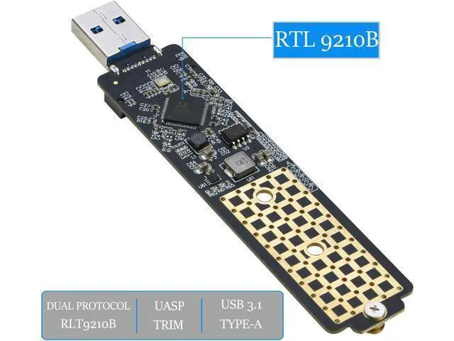 Alt view image 6 of 6 - AJMRTC M.2 to USB 3.1 Gen1 Adapter, NVMe & SATA NGFF SSD Reader Card, Dual Protocol Converter Support M Key PCIe NVMe SSD / B+M Key SATA M.2 External Enclosure Dock for 2230 2242 2260 2280 Drives