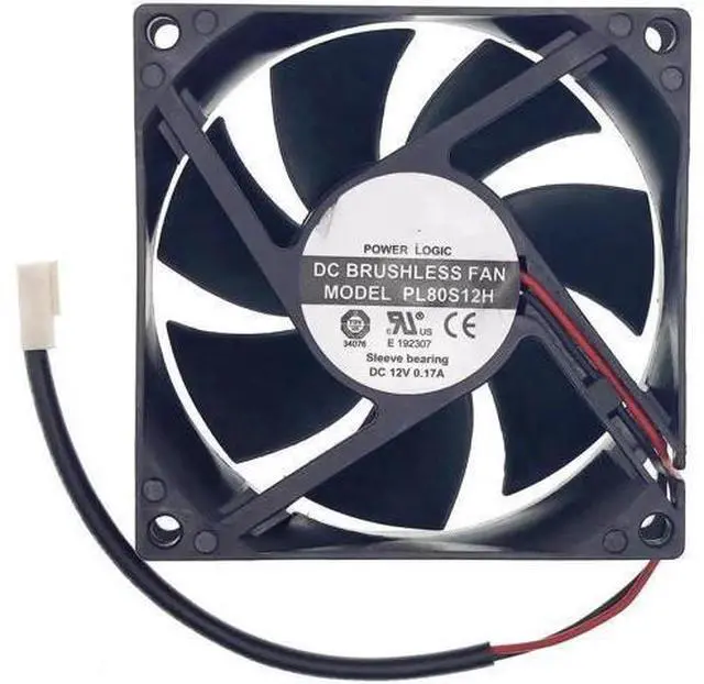 Main image of PL80S12H DC Brushless Cooling Fan, 8025 80×80×25mm 12V 0.17A 2-Wire Replacement Cooler