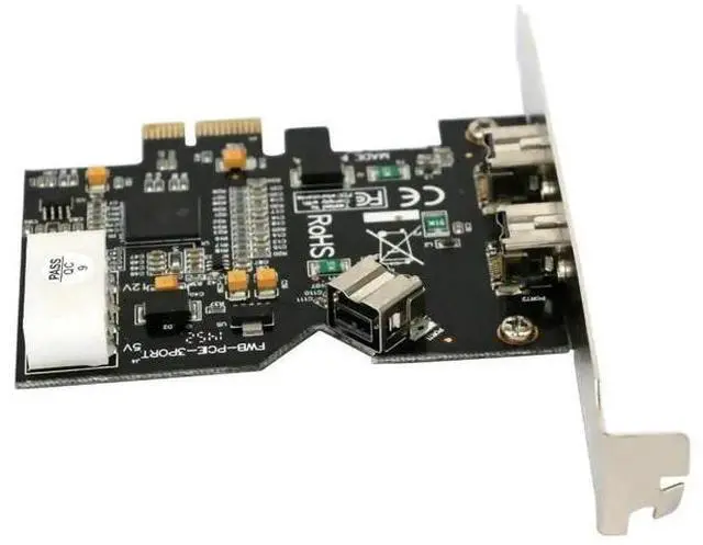Alt view image 3 of 6 - PCIe x1 3-Port 1394B Controller Card, IEEE 1394B FireWire 800 Add-On Card for Digital Video Camera Capture