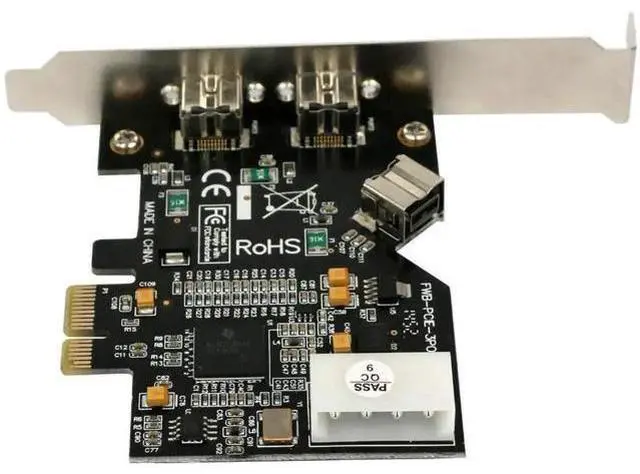 Alt view image 6 of 6 - PCIe x1 3-Port 1394B Controller Card, IEEE 1394B FireWire 800 Add-On Card for Digital Video Camera Capture