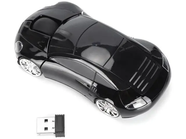 Alt view image 3 of 7 - 2.4G Wireless Cute Car Shape Mouse with USB Receiver, Adjustable 1600DPI Optical LED Light Mouse for Laptop PC Tablet, Black